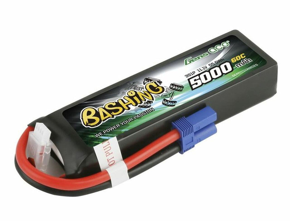 Gens Ace - 5000mah 3S 11.1v 60C Lipo Battery Pack with EC5 Plug