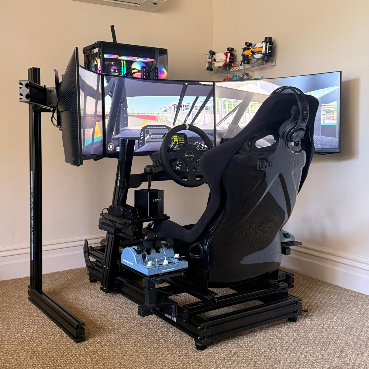 Samsung Odyssey G5 32” QHD 165Hz Curved Triple Monitor Sim Racing Bundle + NLR Elite Stand