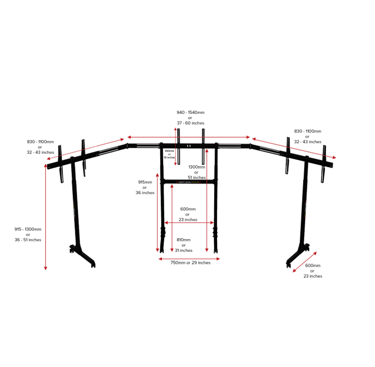 Next Level Racing® Free Standing Triple Monitor stand