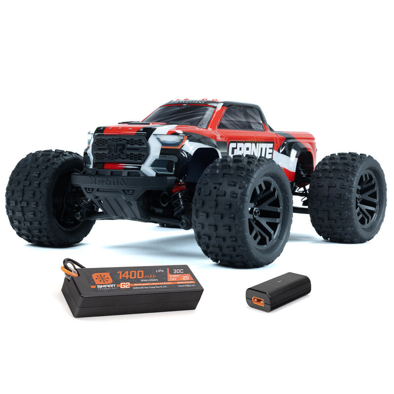 ARRMA - 1/18 GRANITE GROM MEGA 380 BRUSHED 4X4 MONSTER TRUCK RTR WITH BATTERY & CHARGER - RED