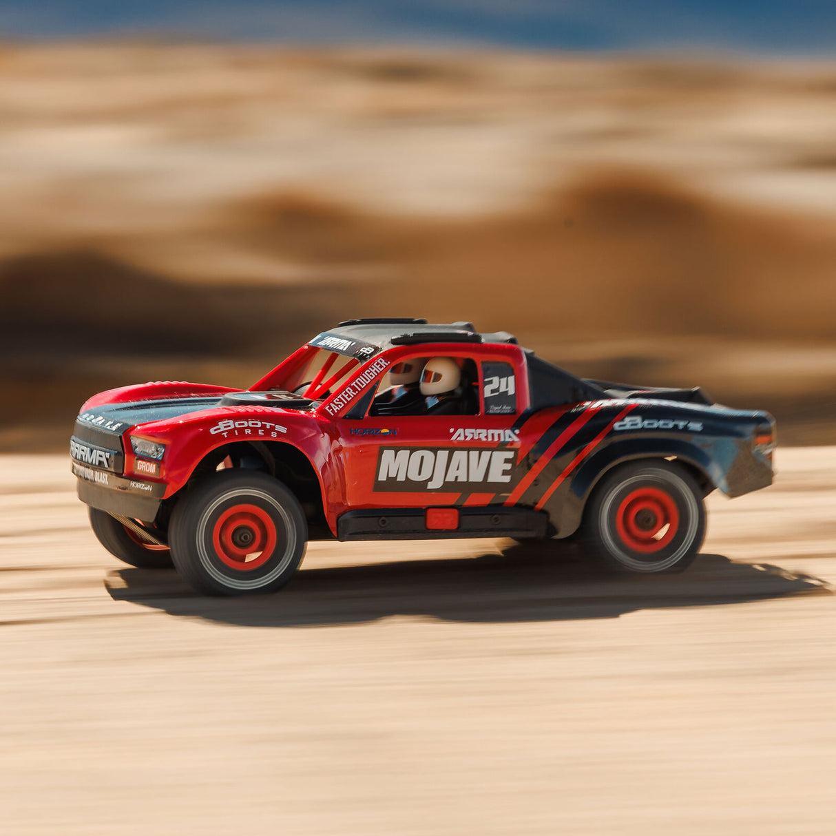 ARRMA - MOJAVE GROM MEGA 380 Brushed 4X4 Small Scale Desert Truck RTR with Battery & Charger - Red/Black