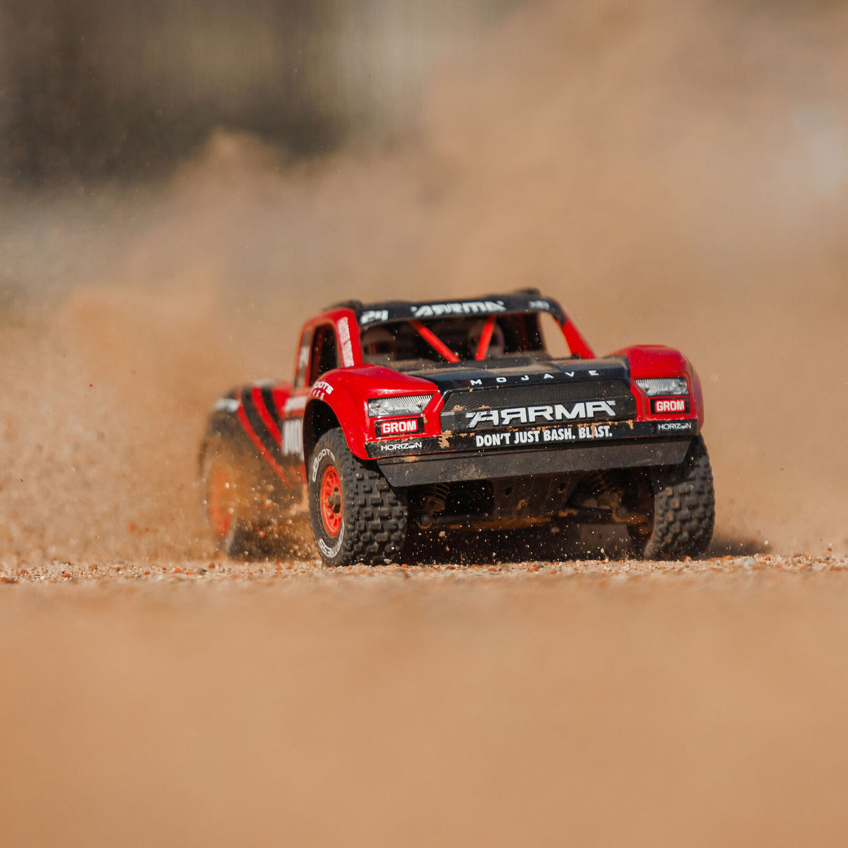 ARRMA - MOJAVE GROM MEGA 380 Brushed 4X4 Small Scale Desert Truck RTR with Battery & Charger - Red/Black