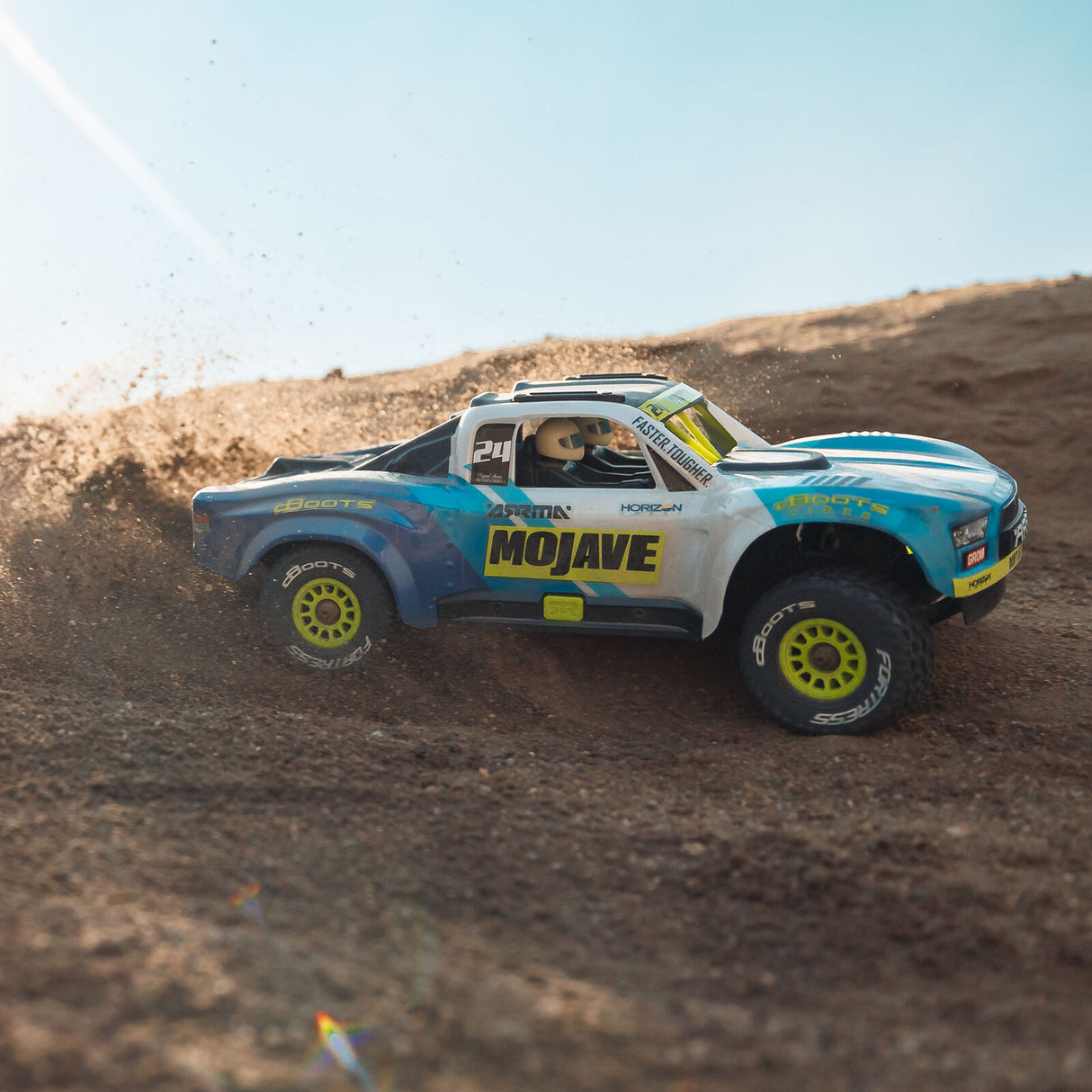 ARRMA - MOJAVE GROM MEGA 380 Brushed 4X4 Small Scale Desert Truck RTR with Battery & Charger, Blue/White