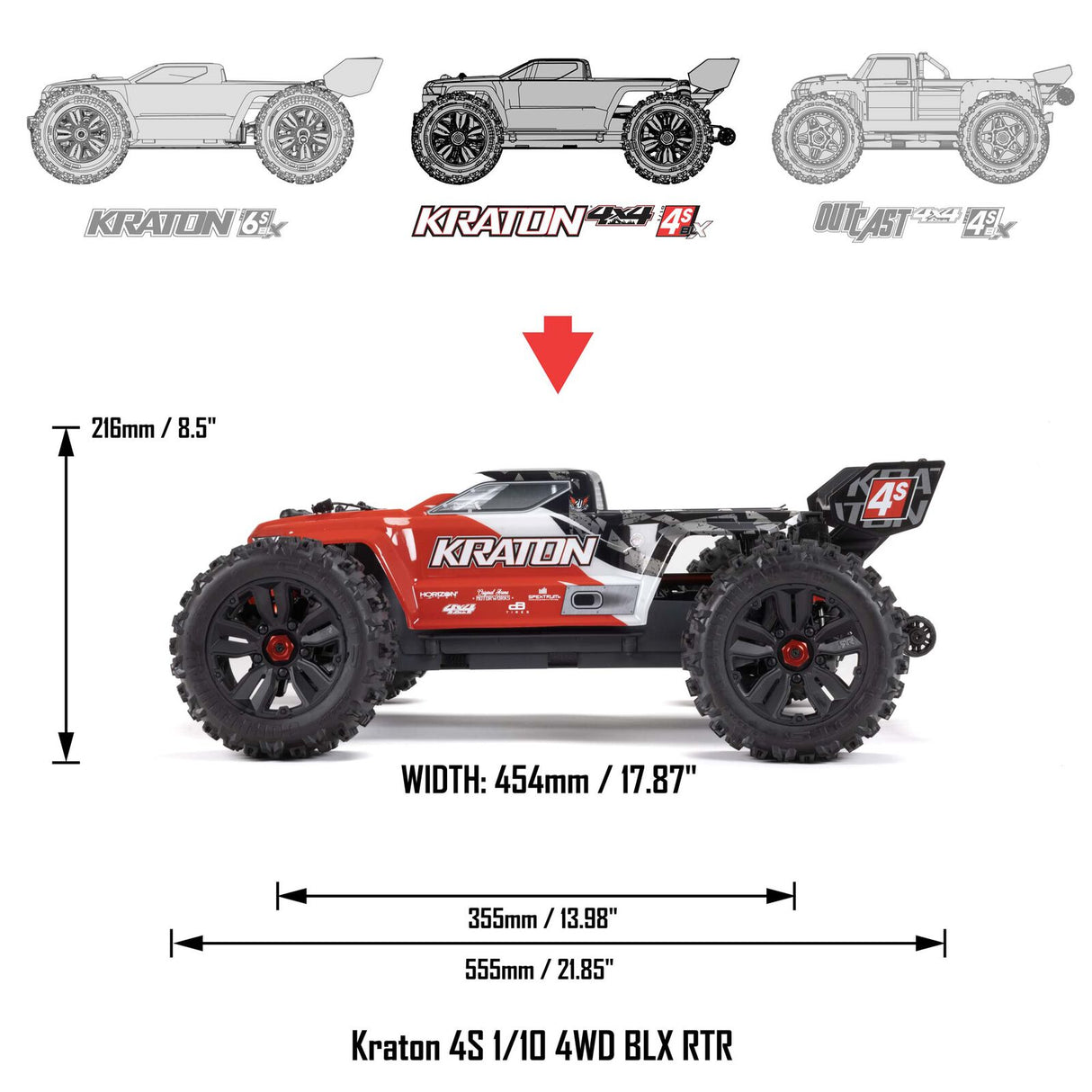 ARRMA - 1/10 KRATON 4X4 4S V2 BLX SPEED MONSTER TRUCK RTR - RED