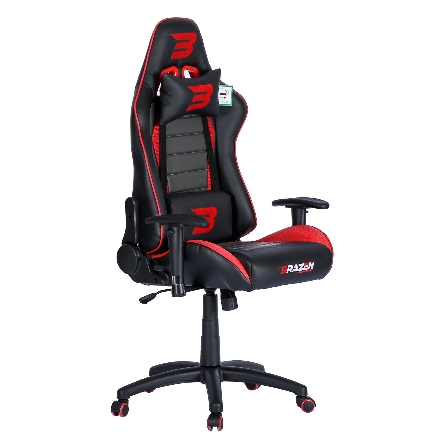 BraZen Sentinel Elite PC Gaming Chair BLACK RED Speednation